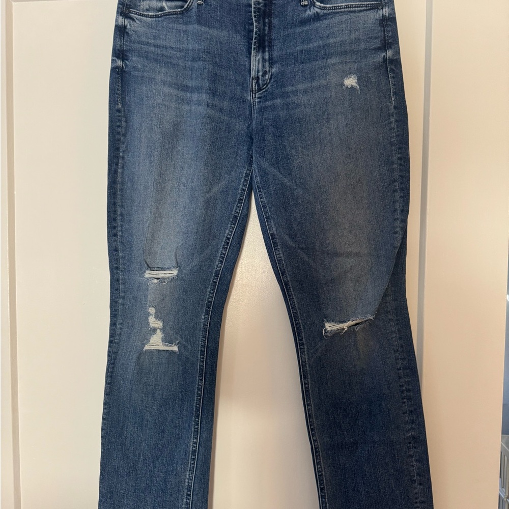 MOTHER Women’s Dark Blue Dazzler Ankle fray Jeans